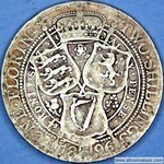 1896 UK florin value, Victoria, old veiled head, I to space, H to bead, D840