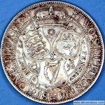 1896 UK florin value, Victoria, old veiled head, I to bead, H to bead, D842