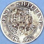 1896 UK shilling value, Victoria, old veiled head, small rose