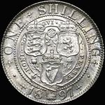 1897 UK shilling value, Victoria, old veiled head