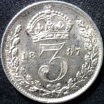 1897 UK threepence value, Victoria