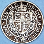 1898 UK halfcrown value, Victoria, veiled head, D671