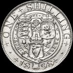 1898 UK shilling value, Victoria, old veiled head