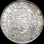 1899 UK halfcrown value, Victoria, veiled head, D672