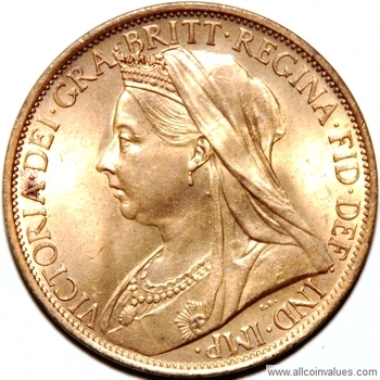 1900 UK penny obverse, Victoria
