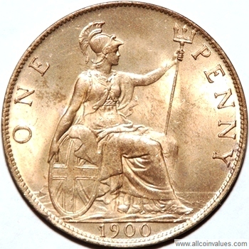 1900 UK penny reverse, Victoria