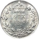 1900 UK sixpence value, Victoria, old veiled head