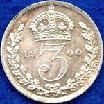 1900 UK threepence value, Victoria