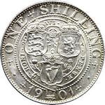 1901 UK shilling value, Victoria, old veiled head