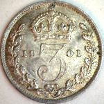 1901 UK threepence value, Victoria