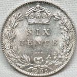 1902 UK sixpence value, Edward VII