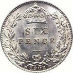 1903 UK sixpence value, Edward VII