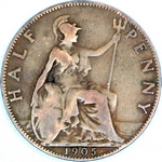 1905 UK halfpenny value, Edward VII