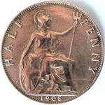 1908 UK halfpenny value, Edward VII