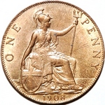 1908 UK penny value, Edward VII