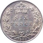 1909 UK sixpence value, Edward VII