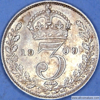 1909 United Kingdom threepence reverse