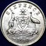 1910 Australian sixpence