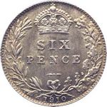 1910 UK sixpence value, Edward VII