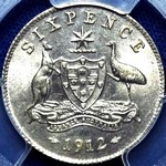 1912 Australian sixpence