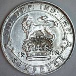 1912 UK sixpence value, George V