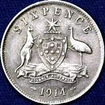 1914 Australian sixpence