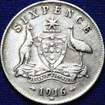 1916 Australian sixpence