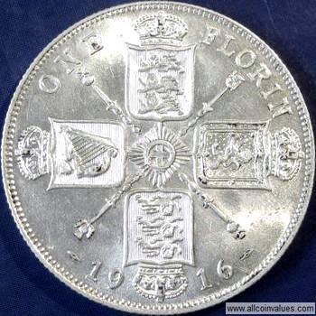 problem niece Allerede 1916 UK florin value, George V