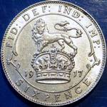 1917 UK sixpence value, George V