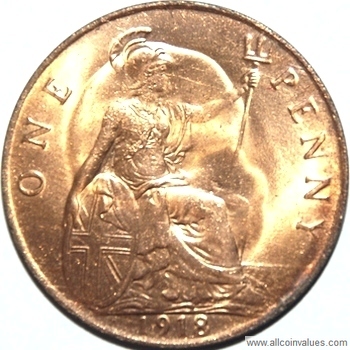 1918 British UK  Penny 