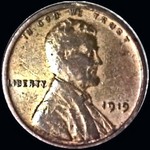 1919 P US penny, Lincoln wheat