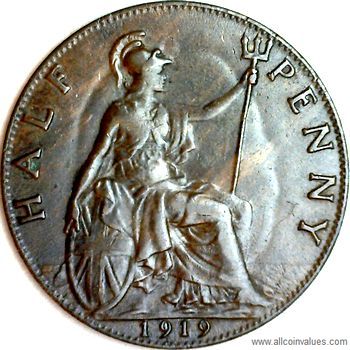 ROYAUME UNI GREAT BRITAIN  half penny 1919 etat 