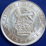 1919 UK sixpence value, George V