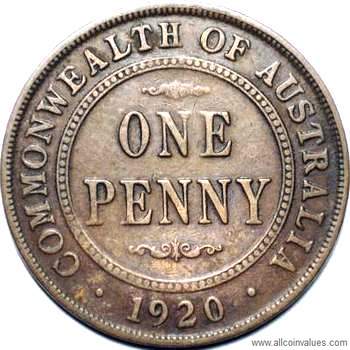 1920 dot top Australian penny value