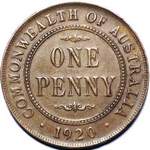 1920 dot below bottom scroll Australian penny