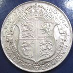 1920 UK halfcrown value, George V, small head, raised edge, D1672