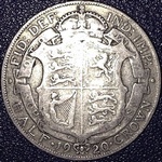 1920 UK halfcrown value, George V, medium head, D1674