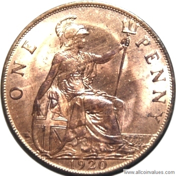 1920 United Kingdom penny reverse