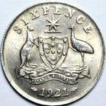 1921 Australian sixpence