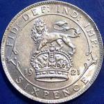1921 UK sixpence value, George V