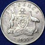 1922 Australian sixpence