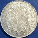 1922 UK halfcrown value, George V, dull, colon to pearl, D1680