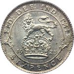 1923 UK sixpence value, George V