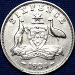 1924 Australian sixpence