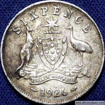 1926 sixpence australian australia value