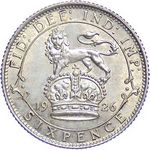 1926 UK sixpence value, George V, modified effigy