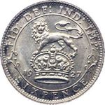 1927 UK sixpence value, George V