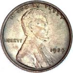 1929 P US penny, Lincoln wheat