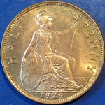 1929 UK halfpenny value, George V