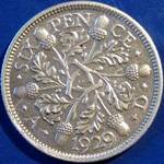 1929 UK sixpence value, George V